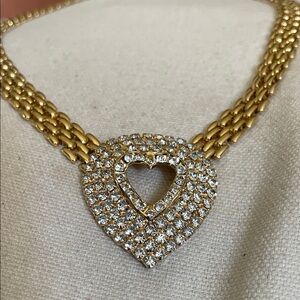 Vintage Hobe Gold Heart Pendant Necklace